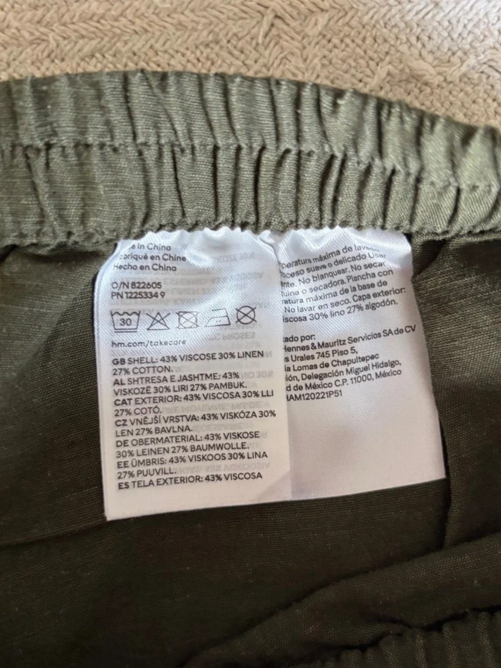 NWOT Women's S H&M Linen-Blend Pull-On Pants Dark Khaki Green